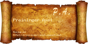 Preininger Axel névjegykártya
